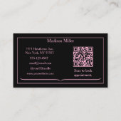 Blush Roze Zwarte Sociale Icon QR Code Foto Make-u Visitekaartje (Achterkant)