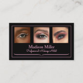 Blush Roze Zwarte Sociale Icon QR Code Foto Make-u Visitekaartje (Voorkant)
