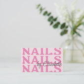 Blush Roze Zwarte Sociale Icon QR Code Nagelstudio Visitekaartje (Staand voorkant)
