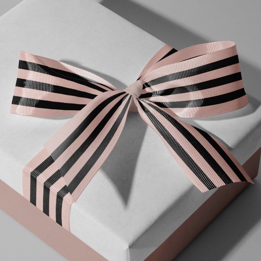 Blush roze zwarte strepen kleur FFCEC7 Grosgrain Lint