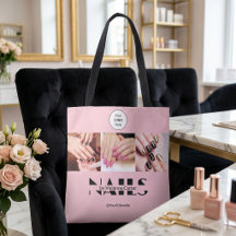 Blush Roze Zwarte Typografie Logo Foto Nagelsalon