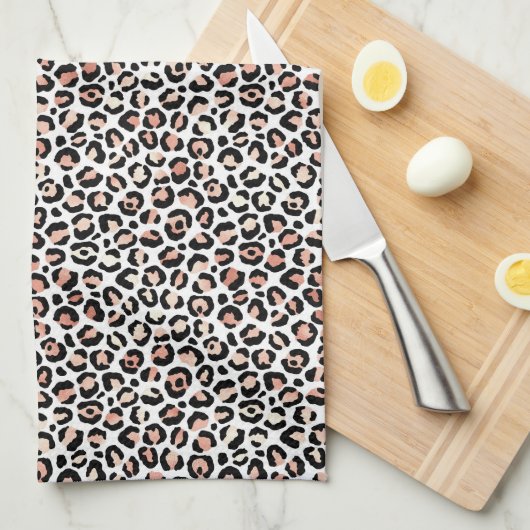 Blush roze zwarte witte led-kleurenprinter theedoek (Quarter Fold)