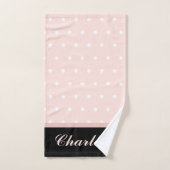 Blush roze zwarte witte pooldots naam bad handdoek (Handdoek)