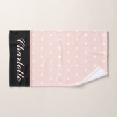 Blush roze zwarte witte pooldots naam bad handdoek (Handdoek)