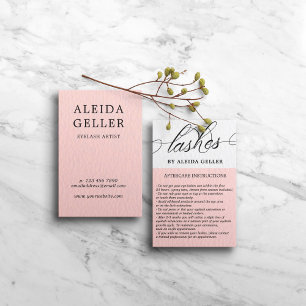 Blush Roze Zwervel Script Lash Artist Nazorg Visitekaartje