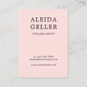 Blush Roze Zwervel Script Lash Artist Nazorg Visitekaartje (Achterkant)