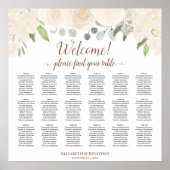 Blush Rozen 18 Table Wedding Seating Chart Poster (Voorkant)