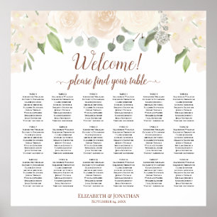 Blush Rozen 18 Table Wedding Seating Chart Poster