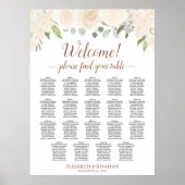 Blush Rozen 19 Table Wedding Seating Chart Poster (Voorkant)