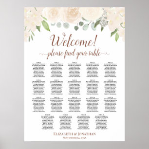 Blush Rozen 19 Table Wedding Seating Chart Poster