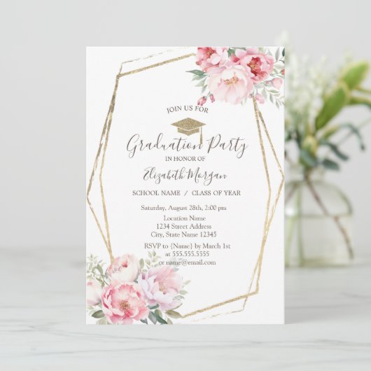 Blush Rozen, Afstudeerder Pet, Afstuderen Kaart (Staand voorkant)