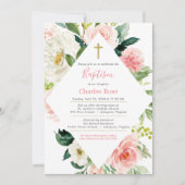 Blush Rozen Baby Baptisme en Brunch Pink & White Kaart (Voorkant)