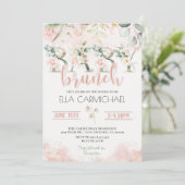 Blush Rozen Baby Brunch Invitation Kaart (Staand voorkant)