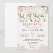 Blush Rozen Baby Brunch Invitation Kaart (Voorkant / Achterkant)