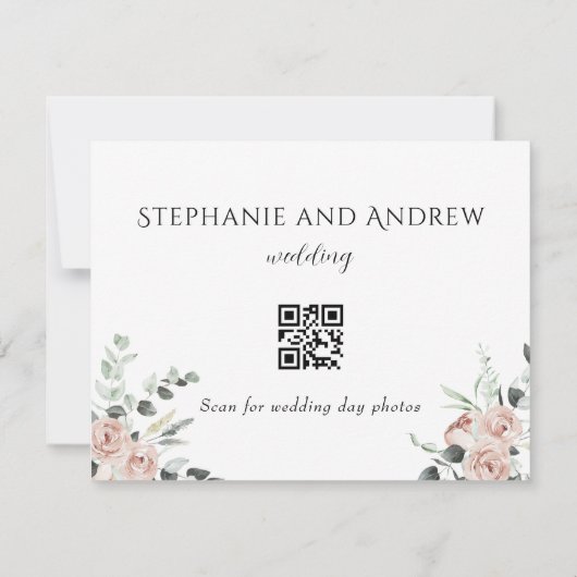 Blush rozen bedankt je kaart, bruiloft bedankt kaart (Achterkant)