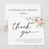 Blush rozen bedankt je kaart, bruiloft bedankt kaart (Voorkant / Achterkant)
