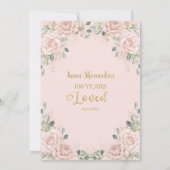 Blush Rozen Bloemen 100ste Verjaardag Geliefd Kaart (Achterkant)
