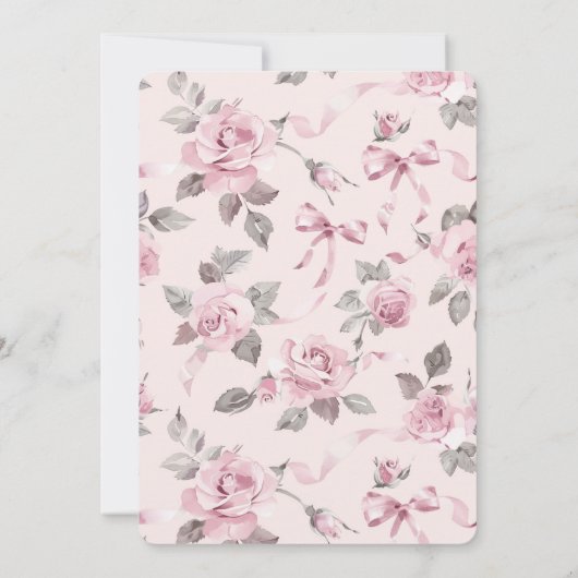  Blush Rozen Bloemen & Bogen Trouwen Kaart (Achterkant)