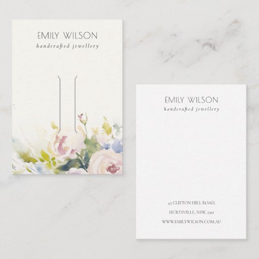 Blush Rozen Bloemen Bunch Haarspeld Sieraden Displ Visitekaartje (Voorkant / Achterkant)