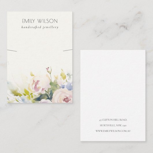 Blush Rozen Bloemen Bunch Ketting Sieraden Display Visitekaartje (Voorkant / Achterkant)
