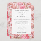  Blush Rozen Bloemen Huwelijk Kaart (Voorkant / Achterkant)