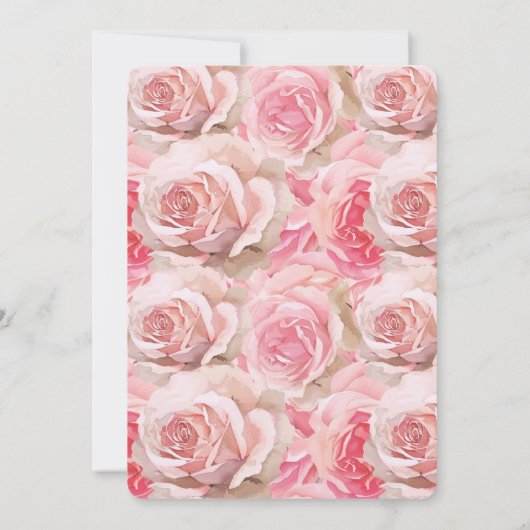  Blush Rozen Bloemen Huwelijk Kaart (Achterkant)