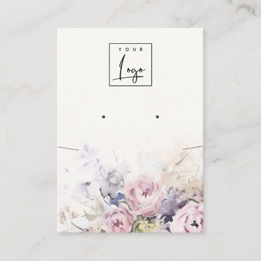Blush Rozen Bloemen Ketting Oorbel Logo Display Visitekaartje (Voorkant)