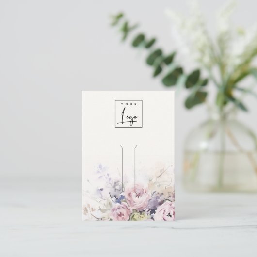 Blush Rozen Bloemen Logo Haarspeld Sieraden Displa Visitekaartje (Staand voorkant)