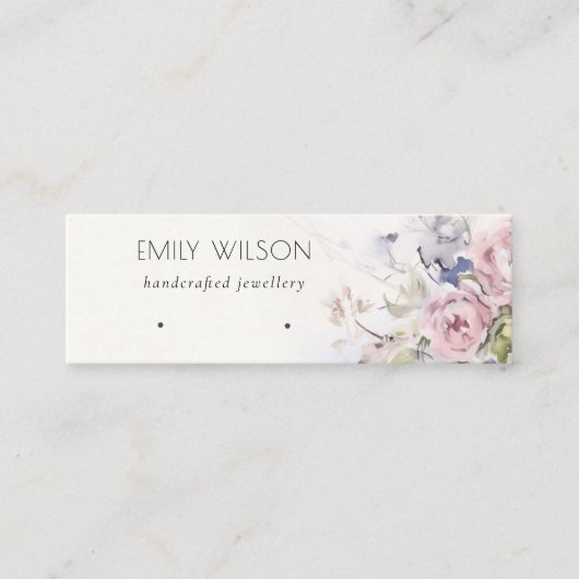 Blush Rozen Bloemen Oorbel Hoop Loop Stud Display Mini Visitekaartje (Voorkant)