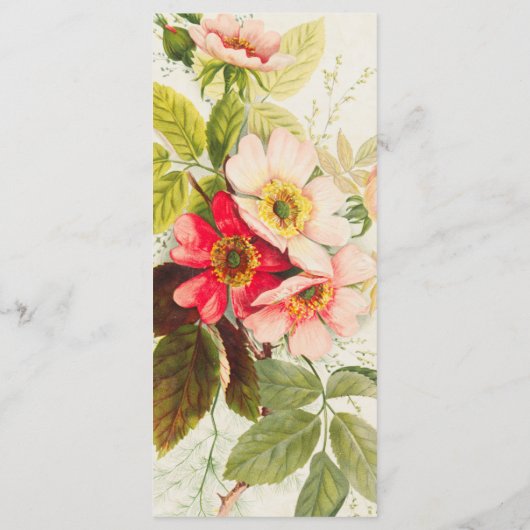 Blush Rozen Bloemen Trouwmenu Menu (Achterkant)