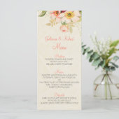  Blush Rozen Bloemen Trouwmenu Menu (Staand voorkant)