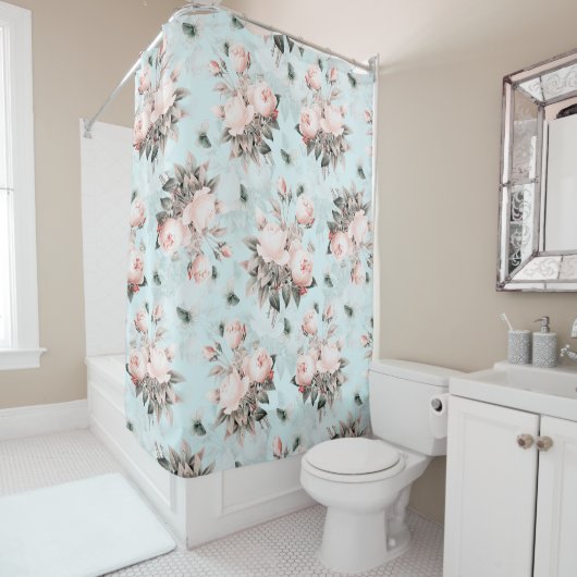 Blush Rozen  Boeketten Rococo Garden Douchegordijn (In situ)