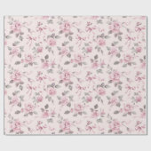 Blush Rozen & Bogen Bloemen Huwelijk Cadeaupapier (Vlak)