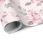 Blush Rozen & Bogen Bloemen Huwelijk Cadeaupapier (Rol Hoek)