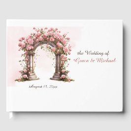 Blush Rozen Boho bruiloft boog bruiloft Gastenboek