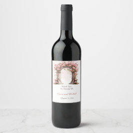 Blush Rozen Boho bruiloft boog Wijn Etiket