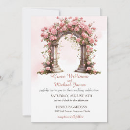 Blush Rozen Boho trouwboog bruiloft uitnodiging