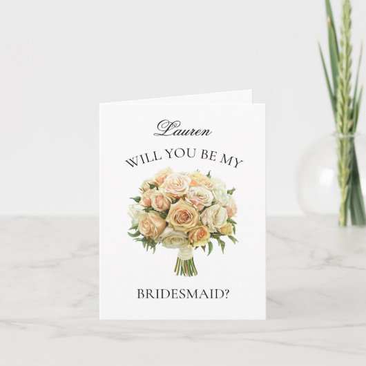 Blush Rozen bruiloft boeket bruidsmeisje voorstel (Voorkant)
