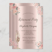 Blush Rozen, Champagneglas, Roos Gold Pensioen Kaart (Voorkant / Achterkant)