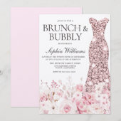 Blush Rozen Dress Vrijgezellenfeest Brunch & Bubbl Kaart (Voorkant / Achterkant)