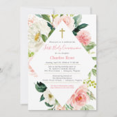 Blush Rozen Eerste communiqué & Brunch Pink & Whit Kaart (Voorkant)