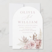 Blush Rozen Elegant Boho Modern Arch Wedding Kaart (Voorkant)