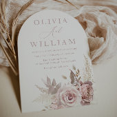 Blush Rozen Elegant Boho Modern Arch Wedding Kaart