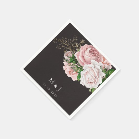 blush rozen elegant bruiloft papier servet (Hoek)