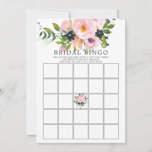 Blush Rozen en pony's BINGO Vrijgezellenfeest Game Kaart (Voorkant)