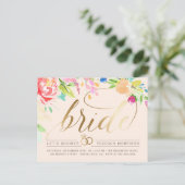 Blush | Rozen en Vrijgezellenfeest met gouden diam Uitnodiging Briefkaart (Staand voorkant)