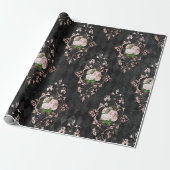  Blush-Rozen en zwart Harlequin-patroon Cadeaupapier (Uitgerold)