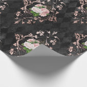 Blush-Rozen en zwart Harlequin-patroon Cadeaupapier (Hoek)