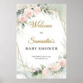 Blush rozen eucalyptus Gold Baby shower welkom Poster (Voorkant)