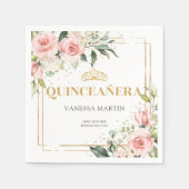 Blush rozen eucalyptus goud tiara 15e verjaardag servet (Voorkant)